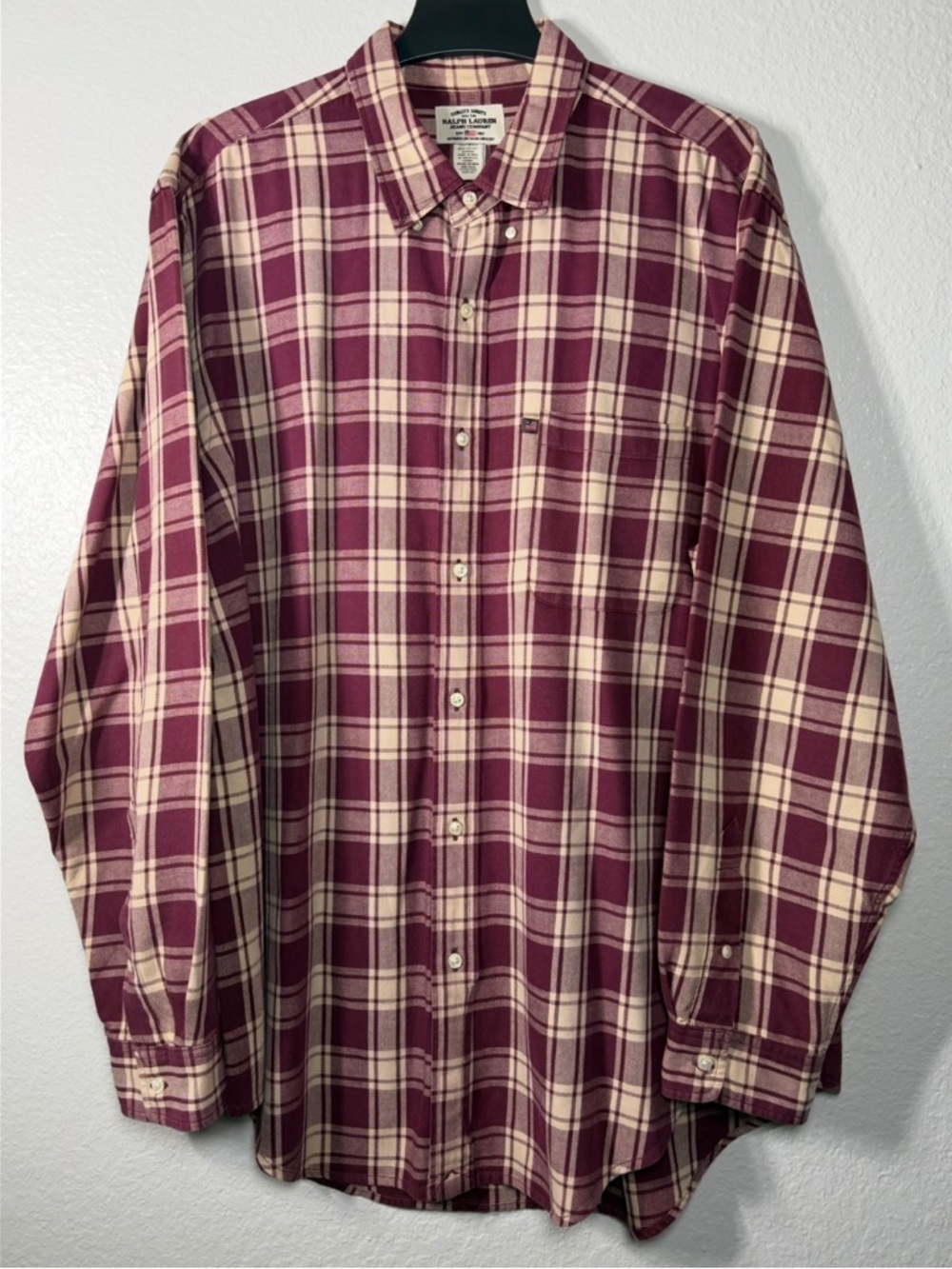 Ralph Lauren Burgundy and Creamβ Plaid Button-Down Shirt